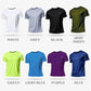 Collection of polyester running T-shirts available in eight colors: white, grey, black, army green, green, light blue, purple, and blue. Designed for comfort and performance.