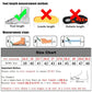 Foot length measurement guide and shoe size chart for men's running shoes, highlighting correct measurement techniques with steps and corresponding EU size conversions.