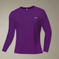 This quick-dry, breathable long-sleeve sports shirt in deep purple is designed to provide comfort and flexibility during workouts. Ideal for running, gym sessions, and outdoor activities!