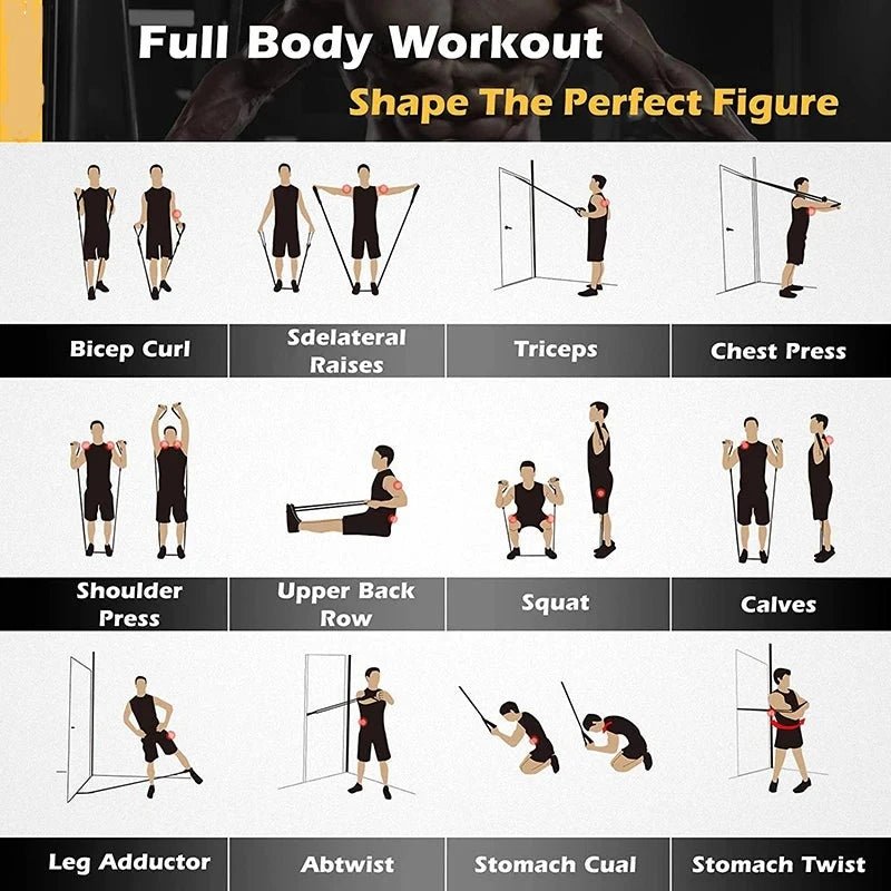 Full body workout resistance bands set sale