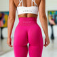 These bold pink high-waisted workout tights are made from stretchy, breathable fabric for a flattering, comfortable fit. Perfect for workouts or everyday wear, they offer great support and mobility.