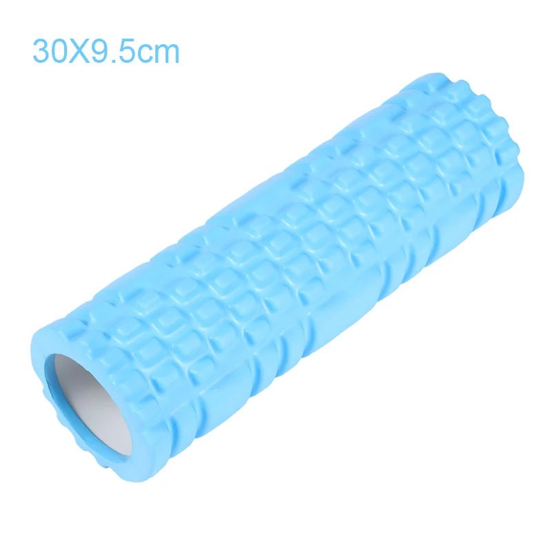 This light blue foam roller, sized at 30x9.5 cm, is perfect for muscle massage and back training. It helps improve flexibility, reduces muscle tension, and supports recovery post-exercise.