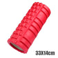 This red foam roller, measuring 33x14 cm, is designed to target muscle soreness, improve flexibility, and aid in post-exercise recovery. Perfect for back training and deep muscle massages.