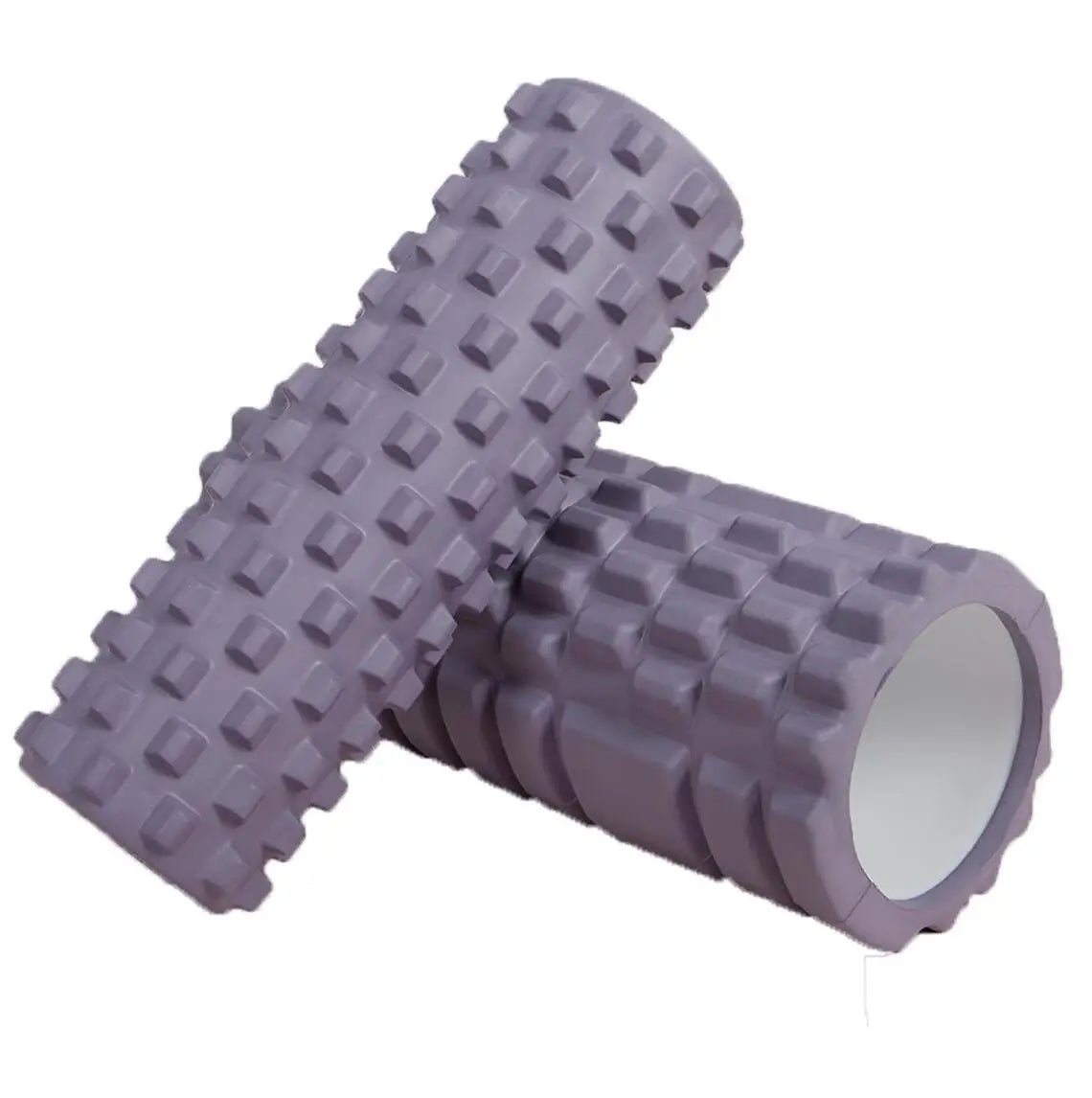 This gray foam roller set is designed for effective deep tissue muscle massage and recovery. With its textured surface and durable build, it helps to relieve tension and improve flexibility during use.