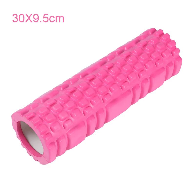 This pink foam roller, measuring 30x9.5 cm, is designed for muscle massage and back training. It helps enhance flexibility, alleviate muscle tension, and support post-workout recovery.